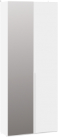 Шкаф ТриЯ Порто СМ-393.07.225 с 1 глухой и 1 зеркальной дверями (белый жемчуг/белый софт) - 