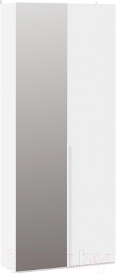 Шкаф ТриЯ Порто СМ-393.07.225 с 1 глухой и 1 зеркальной дверями (белый жемчуг/белый софт)