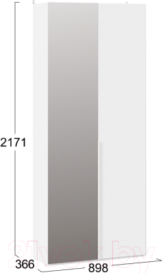 Шкаф ТриЯ Порто СМ-393.07.225 с 1 глухой и 1 зеркальной дверями (белый жемчуг/белый софт)