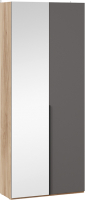 Шкаф ТриЯ Порто СМ-393.07.225 с 1 глухой и 1 зеркальной дверями (яблоня беллуно/графит софт) - 