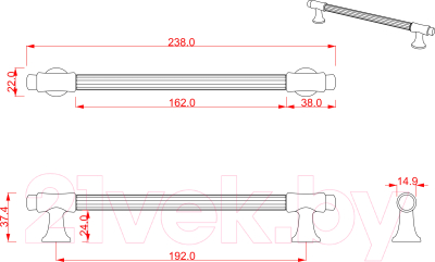 Ручка для мебели Cebi A1117 МР08 (192мм, матовый никель)