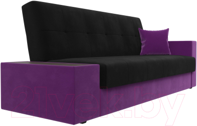 Диван Лига Диванов Лига-020 стол слева / 118514L (микровельвет черный/фиолетовый/фиолетовый)