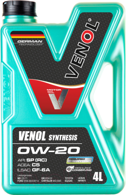 Моторное масло Venol Synthesis 0W20 SP (RC) C5 GF-6A / 271004VE (4л)