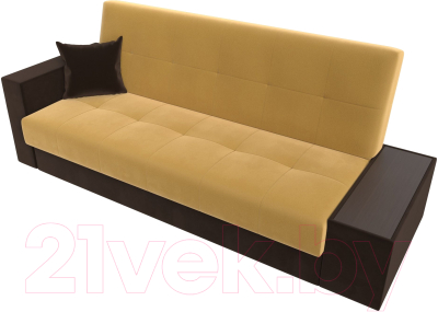 Диван Лига Диванов Лига-020 стол справа / 118496 (микровельвет желтый/коричневый/коричневый)