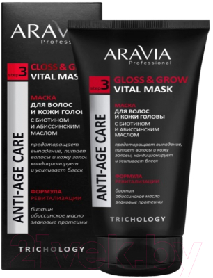 Маска для волос Aravia Gloss & Grow Vital Mask С биотином и абиссинским маслом (200мл)