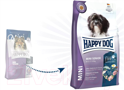 Сухой корм для собак Happy Dog Mini Senior fit & Vital / 61210 (0.8кг)