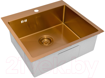 Мойка кухонная со смесителем ZORG ZRN 5055 Nano PVD Gold Rosy + cмеситель ZRN 980144 Gold Rosy