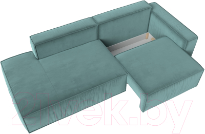 Диван Лига Диванов Прага Модерн правый / 116788 (велюр бирюзовый)