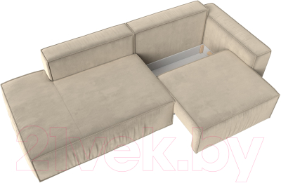 Диван Лига Диванов Прага Модерн правый / 116795 (микровельвет бежевый)