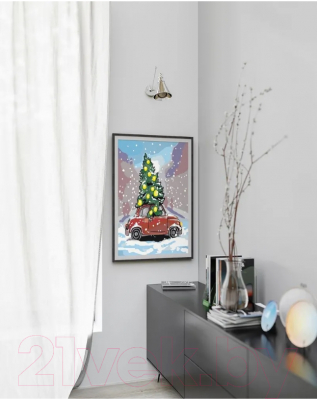 Картина по номерам PaintLine Машина с елкой