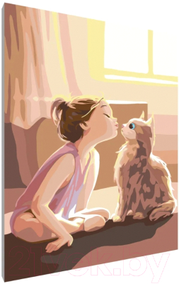 Картина по номерам PaintLine Девочка с котиком
