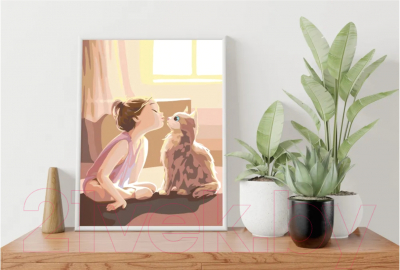 Картина по номерам PaintLine Девочка с котиком