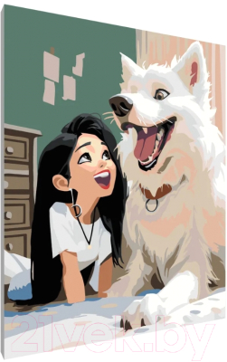 Картина по номерам PaintLine Девочка с собакой