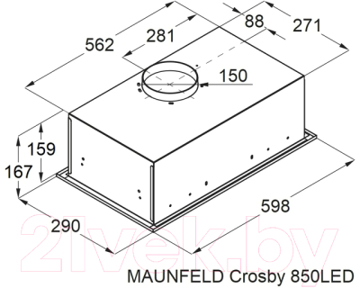 Вытяжка скрытая Maunfeld Crosby 850LED (нержавеющая сталь)