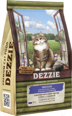 Сухой корм для кошек Dezzie Indoor Adult Cat курица с говядиной / 5659111 (2кг)