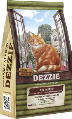 Сухой корм для кошек Dezzie Sterilized Cat курица с говядиной / 5659133 (10кг)