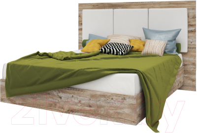 Двуспальная кровать Мебель-КМК 1600 Роксет 0554.8 (дуб юккон/Marvel White)