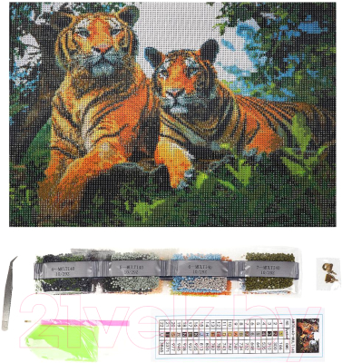 Набор алмазной вышивки MultiArt Тигры / AM30X40-MULTI40