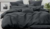 Комплект постельного белья LUXOR Полоса 1x1 18-0201 Евро-стандарт (графитовый, сатин-страйп) - 