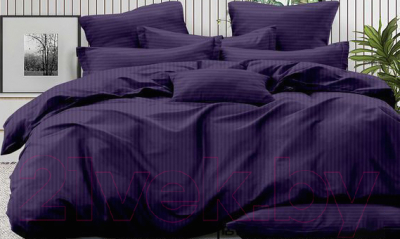 Комплект постельного белья LUXOR Полоса 1x1 19-3728 Евро-стандарт (черника, сатин-страйп)