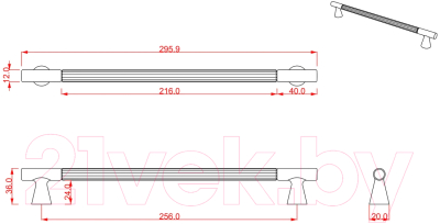 Ручка для мебели Cebi A1119 PC27 (256мм, антрацит полимер)