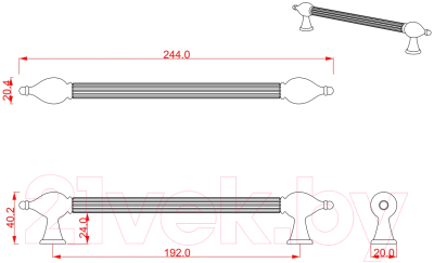 Ручка для мебели Cebi A1124 PC27 (192мм, антрацит полимер)
