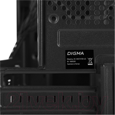 Корпус для компьютера Digma DC-MATX100-U2 (черный, без БП)