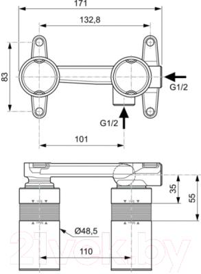 Встраиваемый механизм смесителя Ideal Standard A1313NU