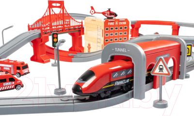Железная дорога игрушечная Bondibon С электропоездом. Пожарная охрана / ВВ6074