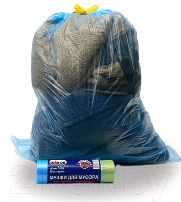 Пакеты для мусора Unibob 30л 50x60см / 51461.21 (5x20шт, голубой)