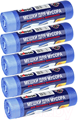 Пакеты для мусора Unibob 30л 50x60см / 51461.21 (5x20шт, голубой)