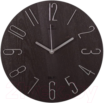 Настенные часы РУБИН Классика / 3010-004 (коричневый/серебристый)