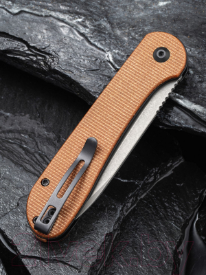 Нож складной Civivi Button Lock Elementum 14C28N Steel Handle / C2103D (коричневый)