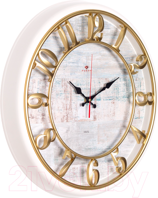 Настенные часы РУБИН Текстура / 4141-002 (белый/золотой)