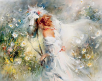Картина по номерам Kolibriki Девушка и лошадь 40х50 VA-3292 - 