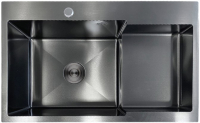 Мойка кухонная AKS Прямоугольная 78x48 левая (графит) - 