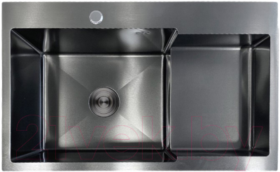 Мойка кухонная AKS Прямоугольная 78x48 левая (графит)