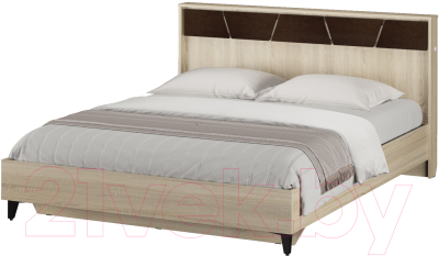 Двуспальная кровать Аквилон Дюна №16М с подсветкой (дуб сонома светлый)