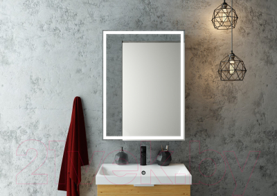 Шкаф с зеркалом для ванной Континент Mirror Box Led 60х80