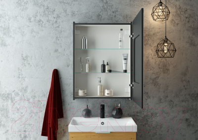 Шкаф с зеркалом для ванной Континент Mirror Box Led 60х80