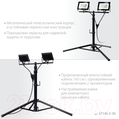 Прожектор Зубр ПСК 30x2 2x30Вт / 57145-2-30