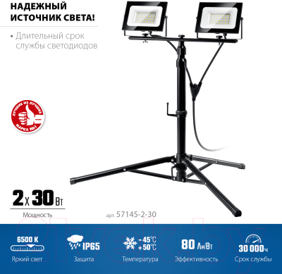 Прожектор Зубр ПСК 30x2 2x30Вт / 57145-2-30
