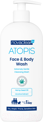 Гель для душа Novaclear Atopis Для мытья лица и тела для детей и взрослых (500мл)