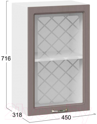 Шкаф навесной для кухни ТриЯ Бьянка 1В45С (белый/дуб серый)