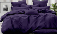 Комплект постельного белья LUXOR Полоса 1x1 19-3728 2.0 с европростыней (черника, сатин-страйп) - 
