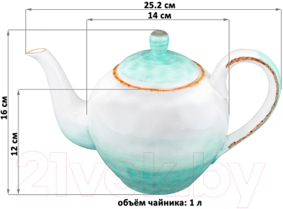 Заварочный чайник Elan Gallery Кантри / 760120 (бирюзовый)