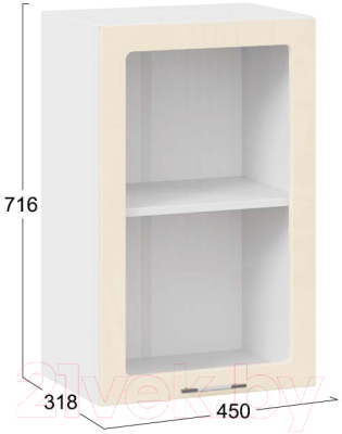 Шкаф навесной для кухни ТриЯ Весна 1В45С (белый/ваниль глянец)