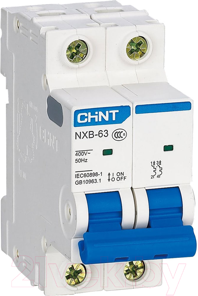 Выключатель автоматический Chint NXB-63 2P 10A 6кА D (R) / 814104