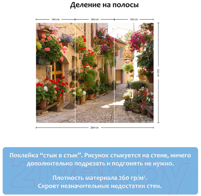 Фотообои листовые Citydecor Улочка 4 (300x254)