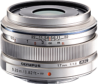 Широкоугольный объектив Olympus М.Zuiko Digital 17mm f1.8 (серебристый) - 